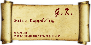 Geisz Koppány névjegykártya